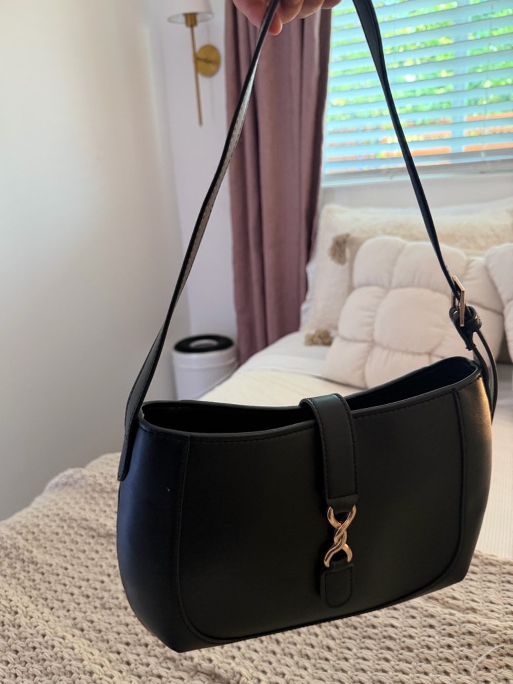 a new day Black Shoulder Bag with Gold Accent